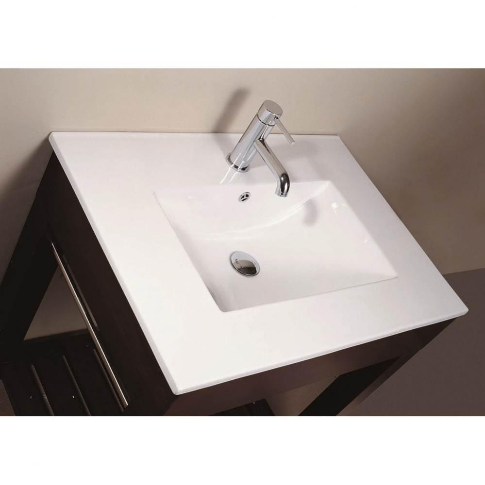 25 in. Vitreous China Top with Integrated Bowl (Single Hole)