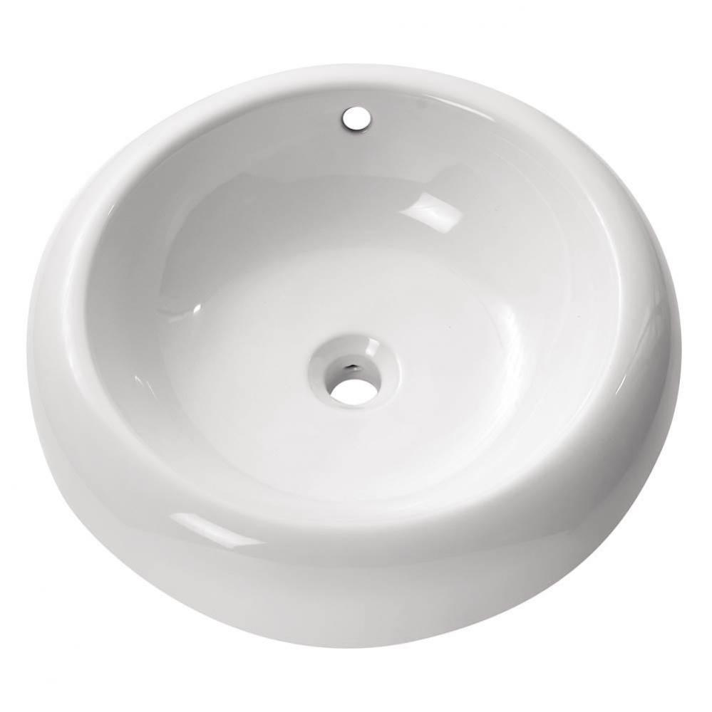 Above counter 19.7 in. Round Vitreous China Sink in White