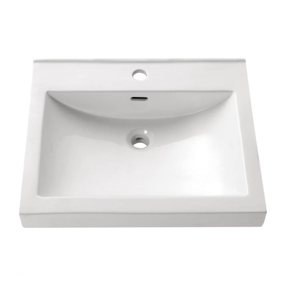 Semi Recessed 21.7 in. Rectangular Vitreous China Sink in White