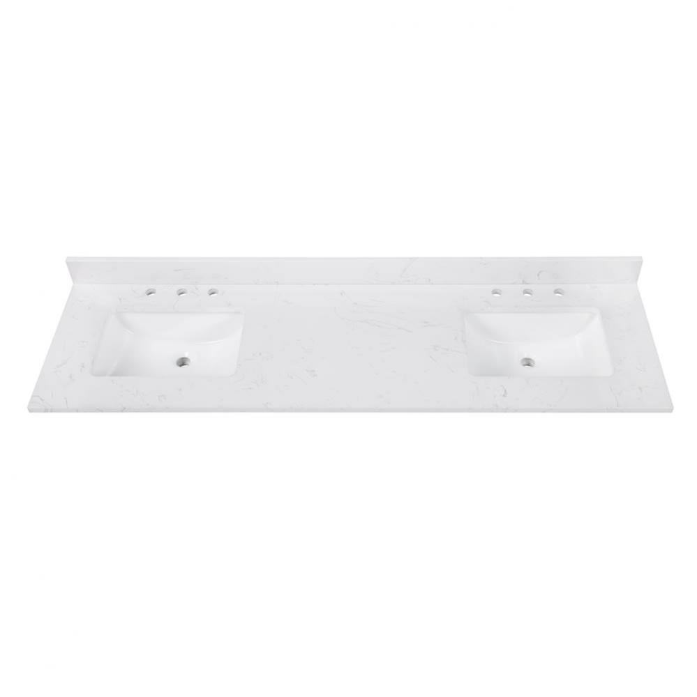 Avanity 73 in. Cala White Engineered Stone Top with Dual Rectangular Sinks