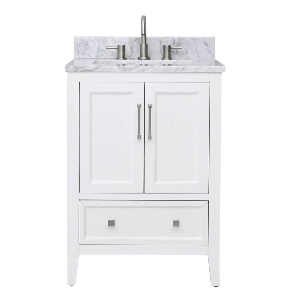 Avanity Everette 25 in. Vanity Combo in White and Carrara White Marble Top