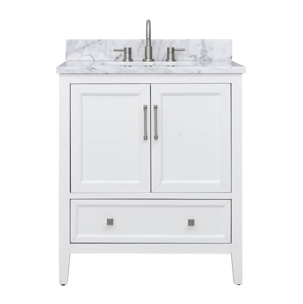 Avanity Everette 31 in. Vanity Combo in White and Carrara White Marble Top