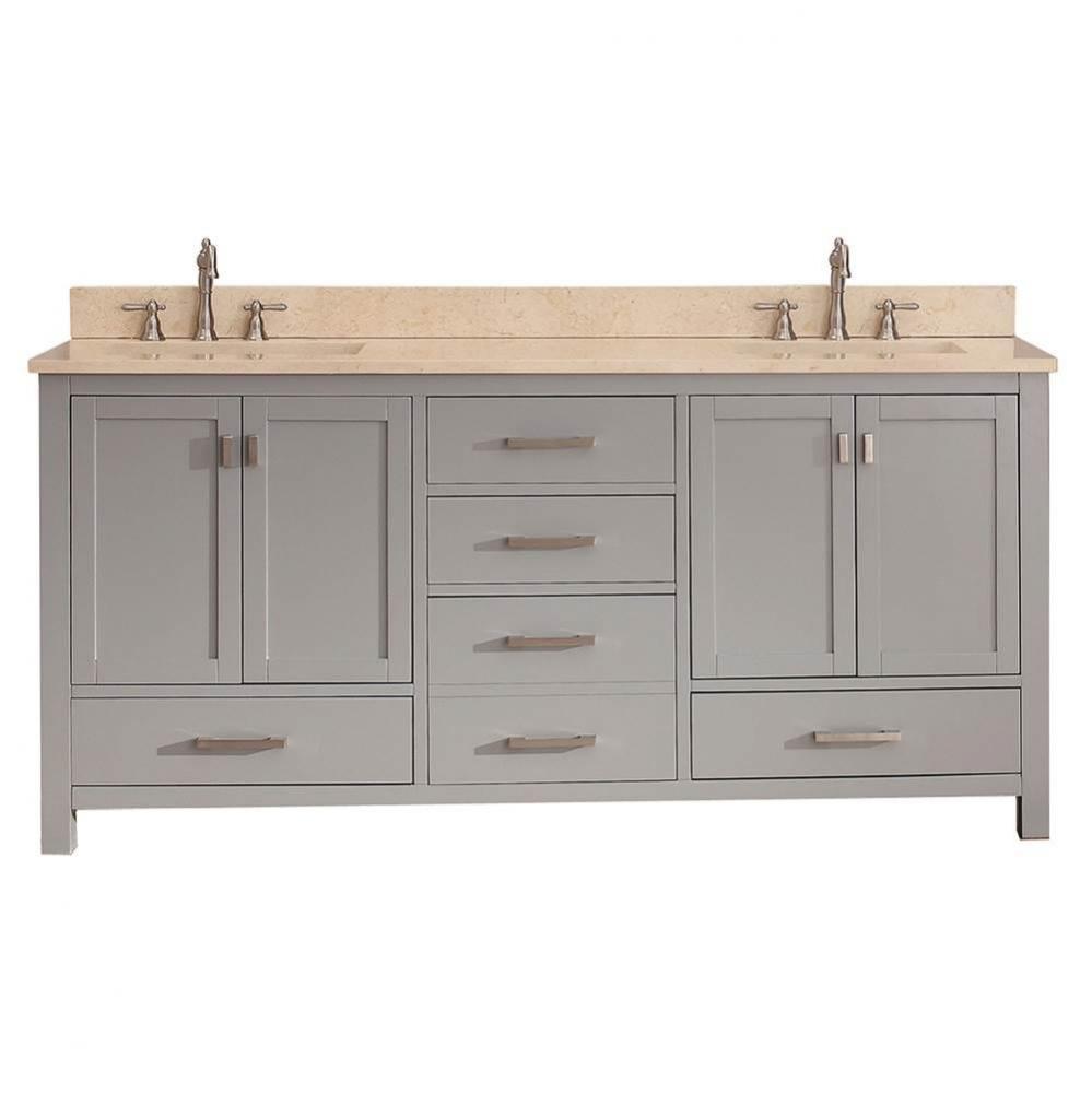 Avanity Modero 73 in. Double Vanity in Chilled Gray finish with Galala Beige Marble Top