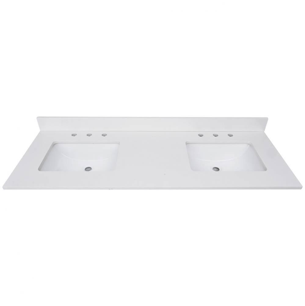 Avanity 61 in. Lotte Radianz Everest White Quartz Top with Dual Rectangular Sinks