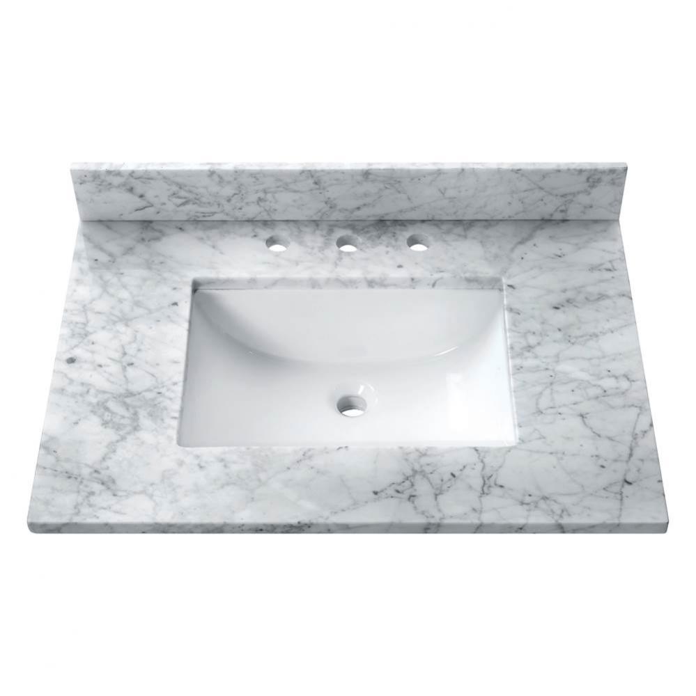 Avanity 37 in. Carrara White Marble Top with Rectangular Sink