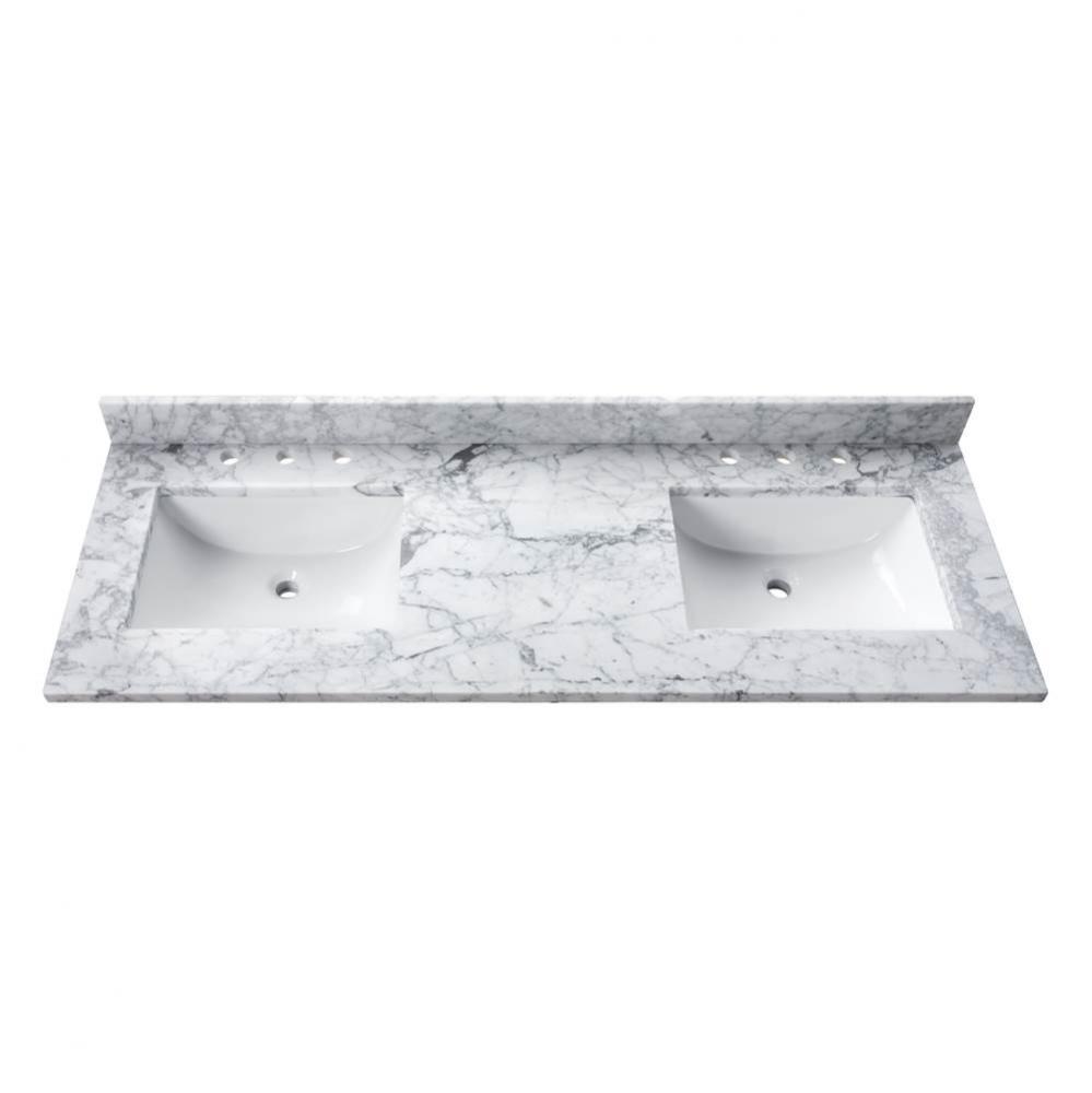 Avanity 61 in. Carrara White Marble Top with Dual Rectangular Sinks