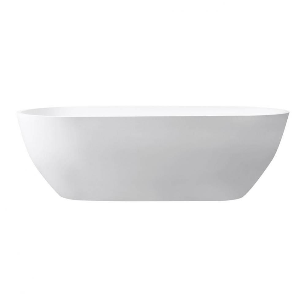VersaStone 68.5&apos;&apos; Free Standing Solid Surface Soaking Tub with Center Drain, Pop-Up Drai