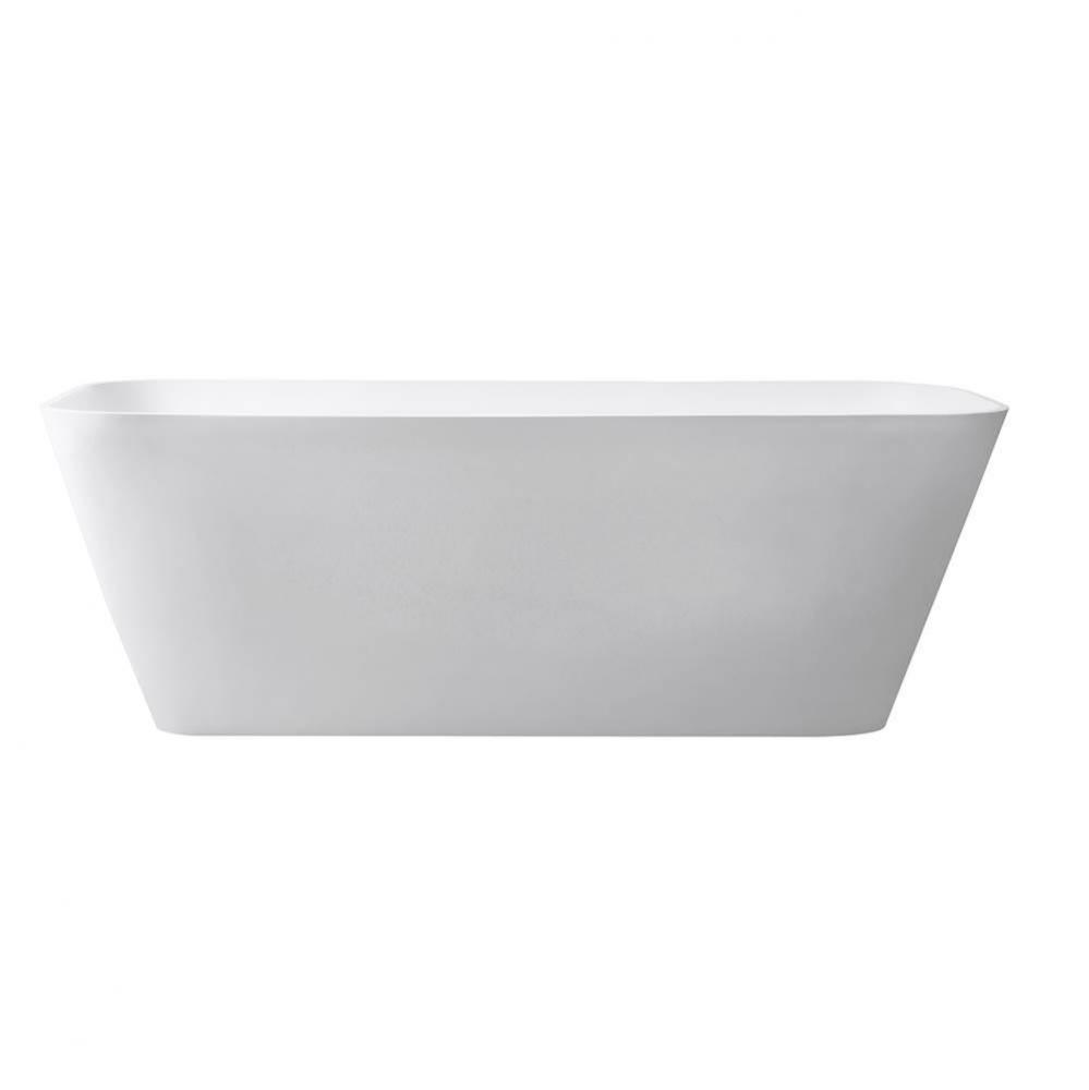 VersaStone 67&apos;&apos; Free Standing Solid Surface Soaking Tub with Center Drain, Pop-Up Drain
