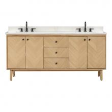 Avanity ADELE-VS73-NO - Avanity Adele 73 in. Vanity Combo in Natural Oak finish with Calacatta Quartz Top