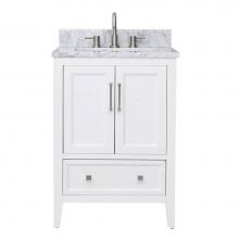 Avanity EVERETTE-VS25-WT-C - Avanity Everette 25 in. Vanity Combo in White and Carrara White Marble Top