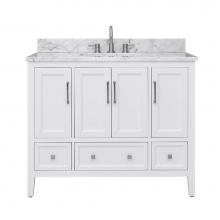 Avanity EVERETTE-VS43-WT-C - Avanity Everette 43 in. Vanity Combo in White and Carrara White Marble Top