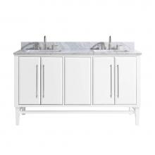 Avanity MASON-VS61-WTS-C - Avanity Mason 61 in. Vanity Combo in White with Silver Trim and Carrara White Marble Top