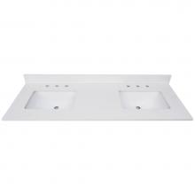 Avanity QUT61EW-RS - Avanity 61 in. Lotte Radianz Everest White Quartz Top with Dual Rectangular Sinks