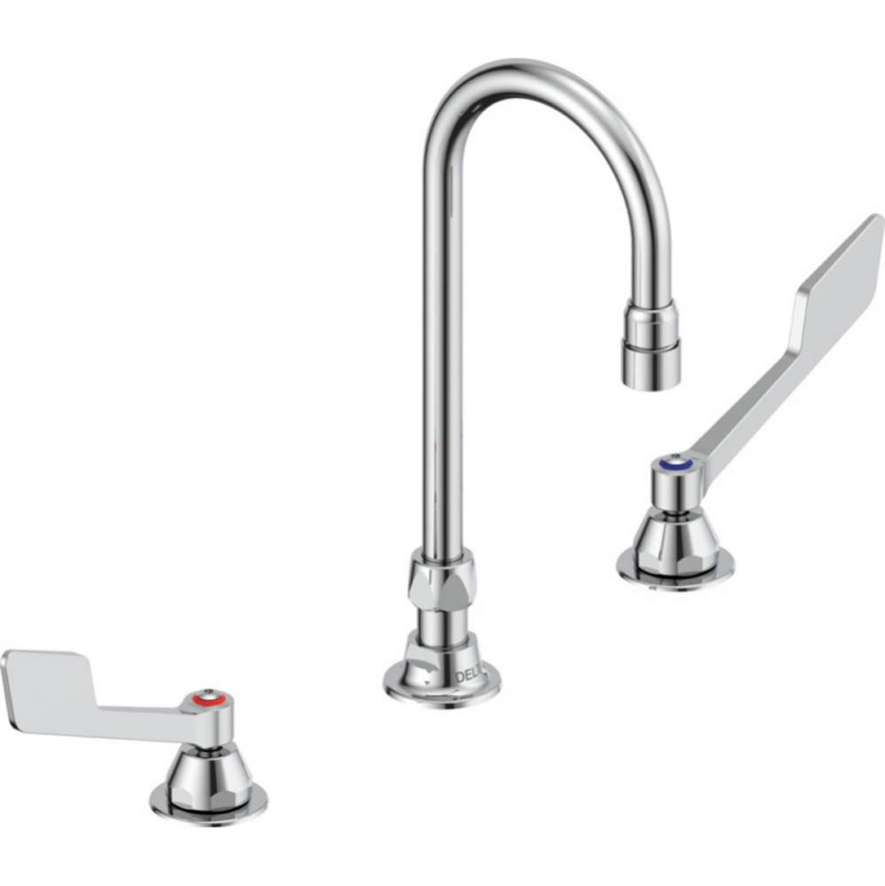 Commercial 23C6: Two Handle Widespread Bathroom Faucet with Gooseneck Spout - Less Pop-Up