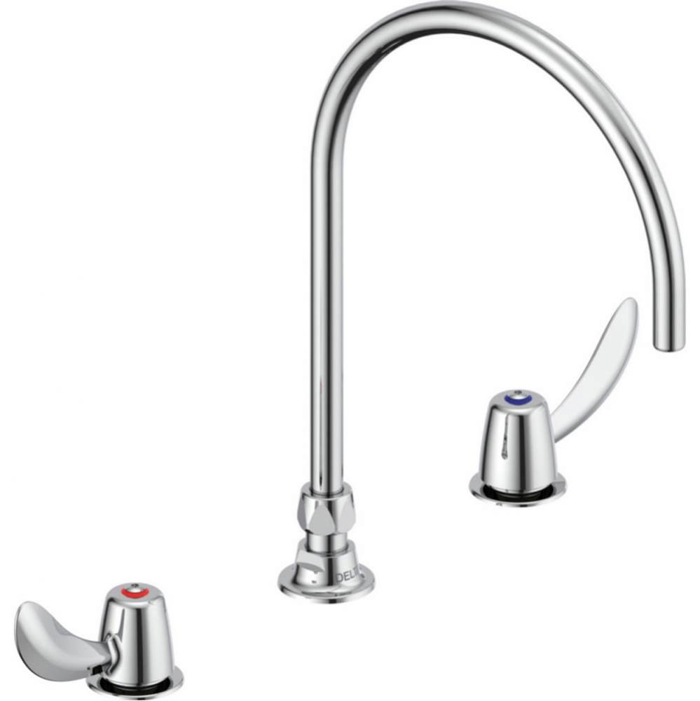 Commercial 23C6: Two Handle Widespread Bathroom Faucet with Gooseneck Spout - Less Pop-Up