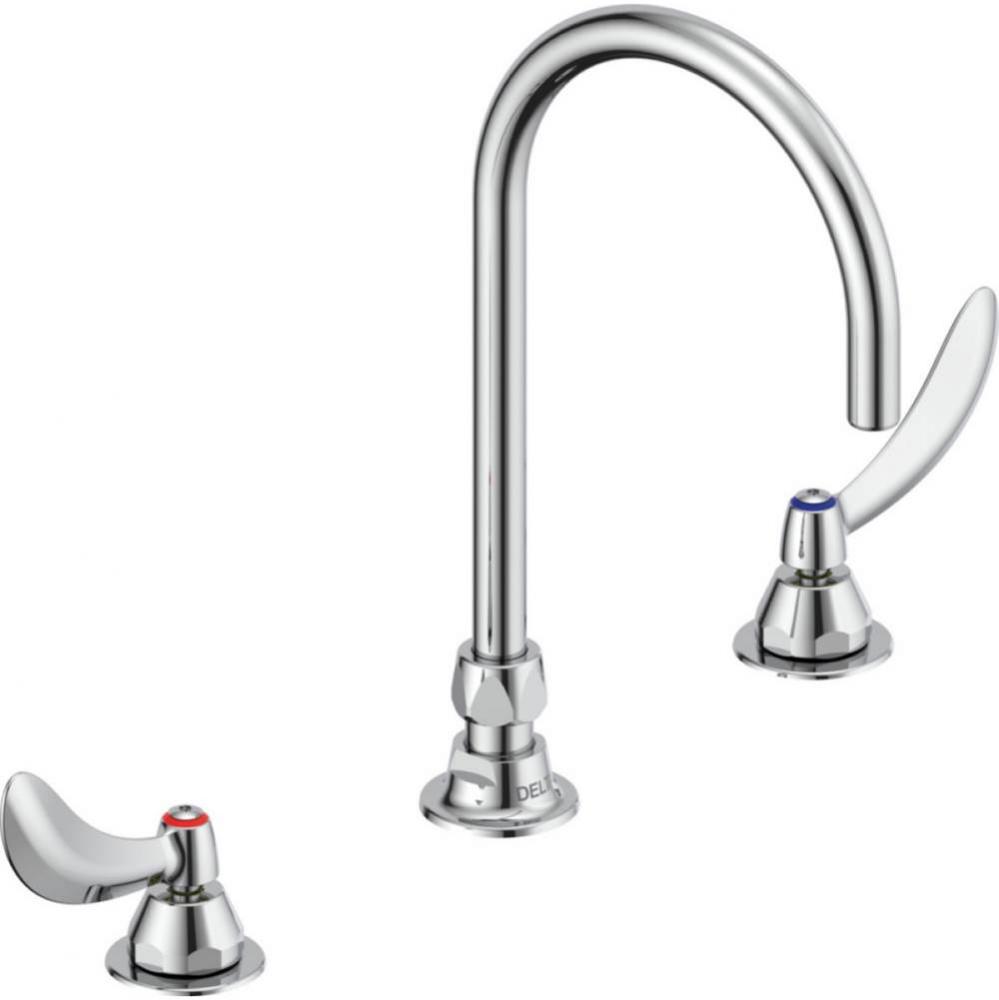 Commercial 23C6: Two Handle Widespread Bathroom Faucet with Gooseneck Spout - Less Pop-Up