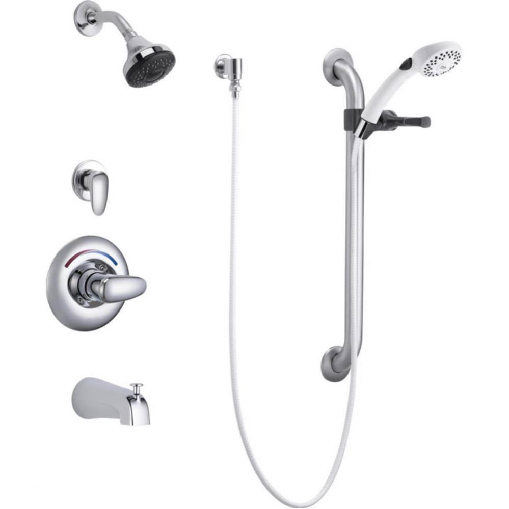 Commercial T13H: Monitor&#xae; 13 Series Tub and Dual Shower Trim, Diverter, Hand Shower and Grab