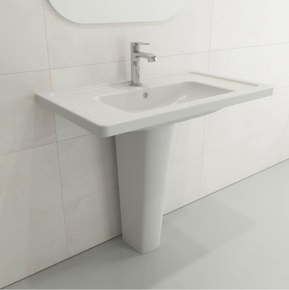 Taormina Pedestal Base Fireclay 27.25 in. in Matte White