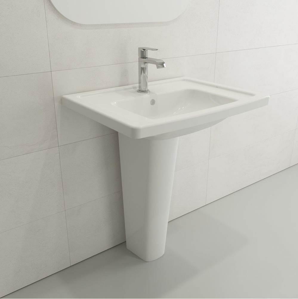 Taormina Wall-Mounted Sink Basin Fireclay 26.25 in. 1-Hole with Overflow in White
