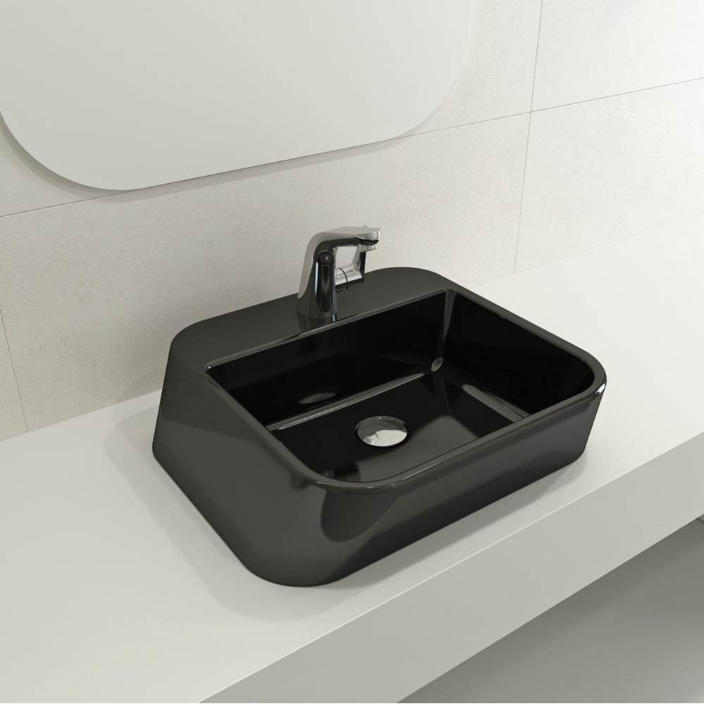 Firenze Vessel Fireclay 19.75 in. 1-Hole in Black