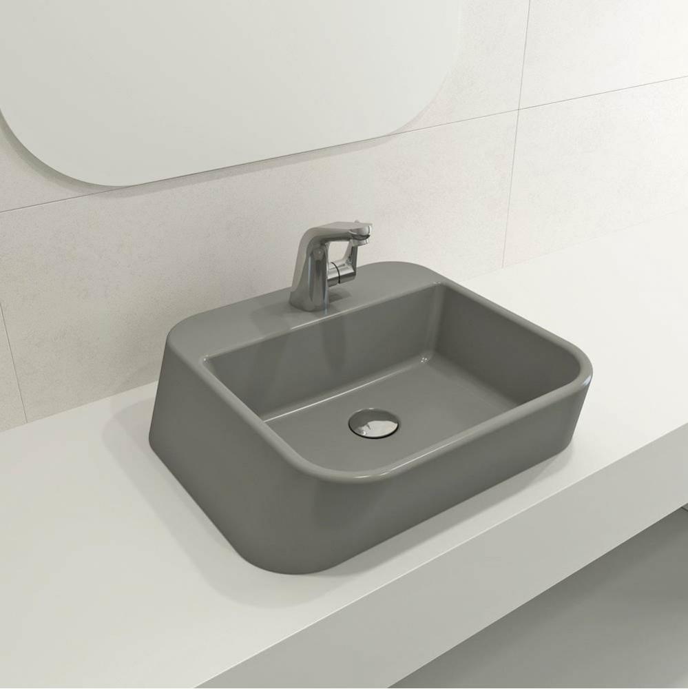 Firenze Vessel Fireclay 19.75 in. 1-Hole in Matte Gray