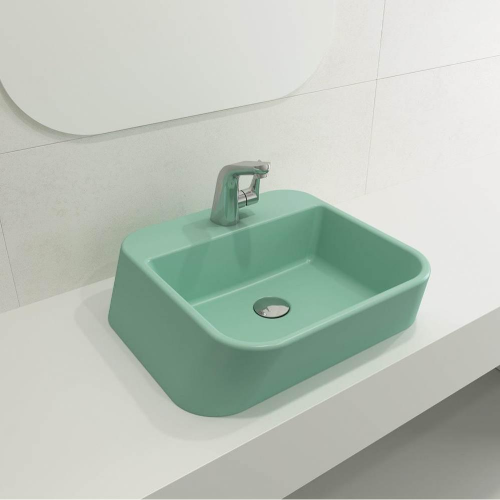 Firenze Vessel Fireclay 19.75 in. 1-Hole in Matte Mint Green