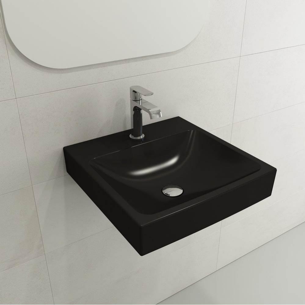 Scala Arch Wall-Mounted Sink Fireclay 19 in. 1-Hole in Matte Black