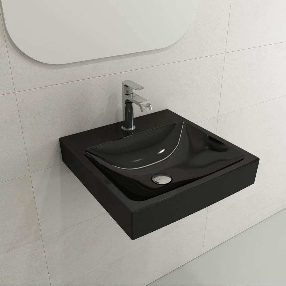 Scala Arch Wall-Mounted Sink Fireclay 19 in. 1-Hole in Black