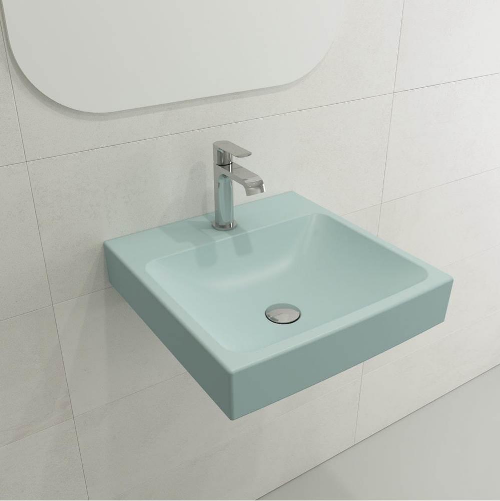 Scala Arch Wall-Mounted Sink Fireclay 19 in. 1-Hole in Matte Ice Blue