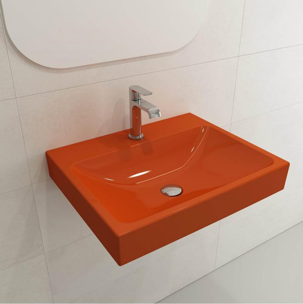 Scala Arch Wall-Mounted Sink Fireclay 23.75 in. 1-Hole in Orange