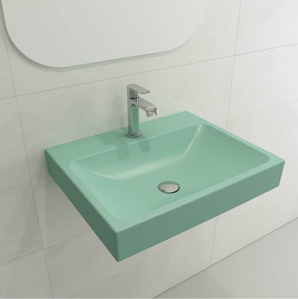 Scala Arch Wall-Mounted Sink Fireclay 23.75 in. 1-Hole in Matte Mint Green