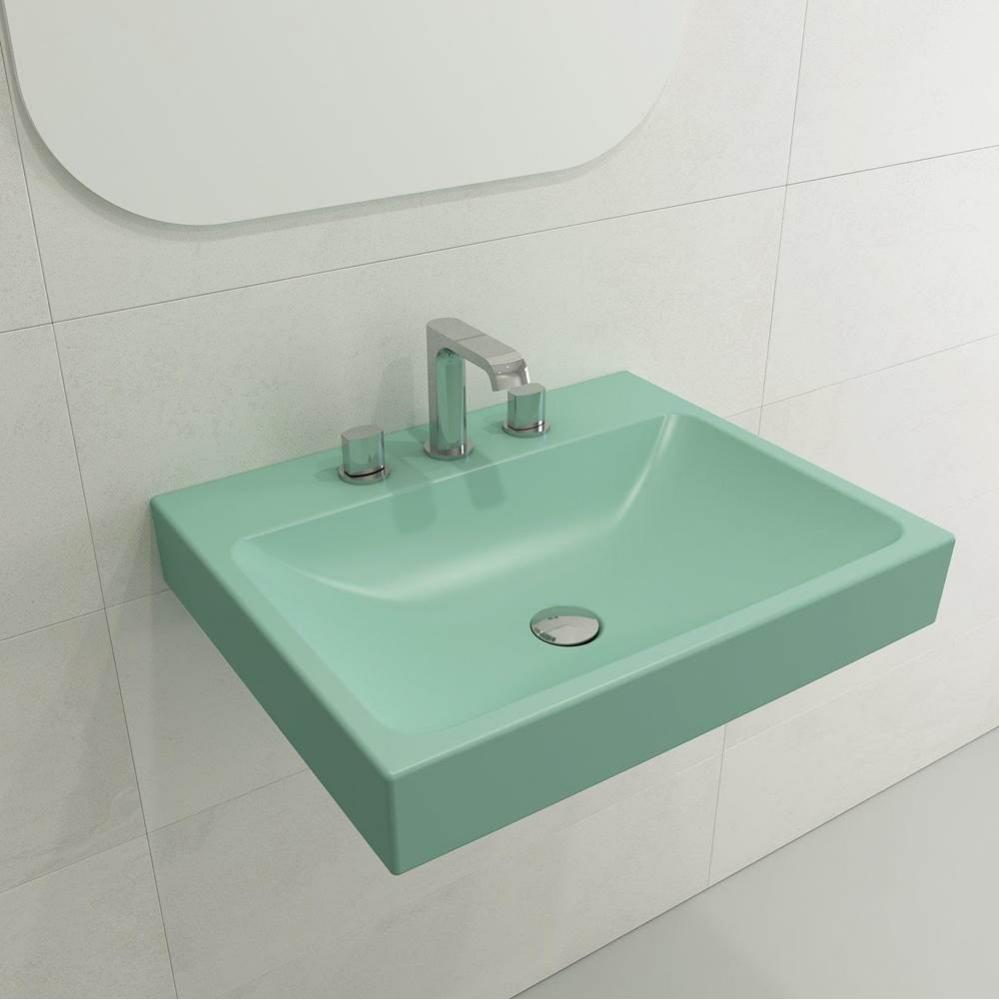Scala Arch Wall-Mounted Sink Fireclay 23.75 in. 3-Hole in Matte Mint Green