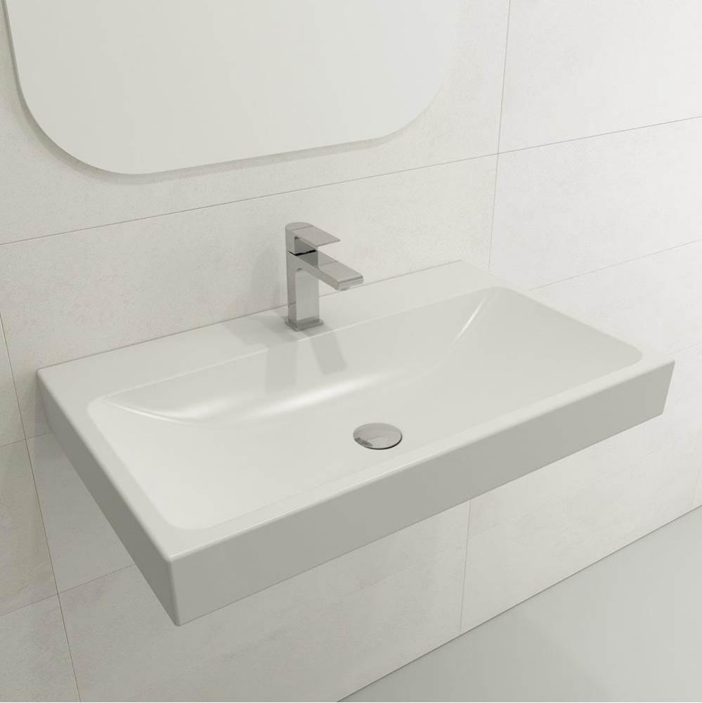 Scala Arch Wall-Mounted Sink Fireclay 32 in. 1-Hole in Matte White