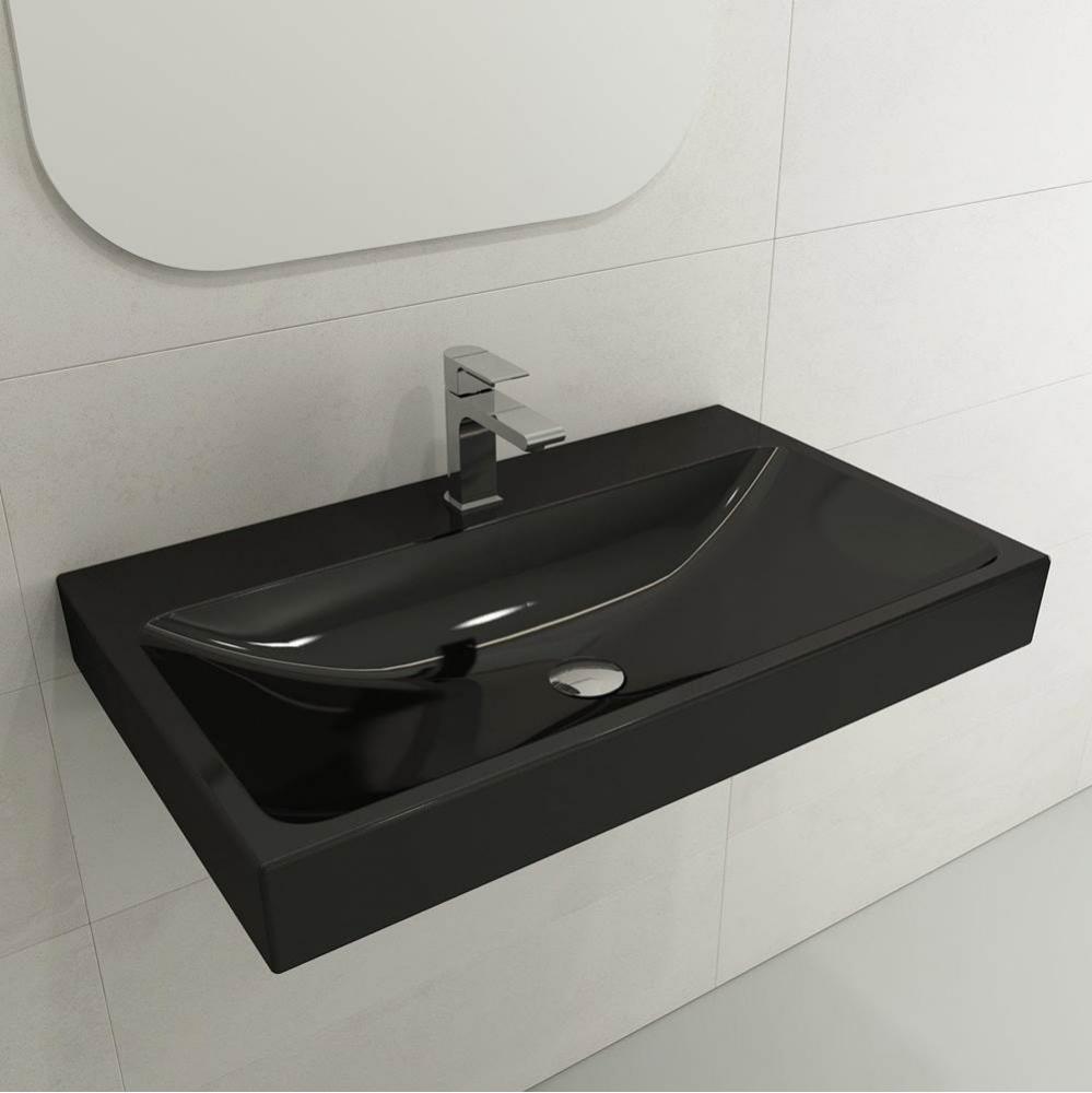 Scala Arch Wall-Mounted Sink Fireclay 32 in. 1-Hole in Black