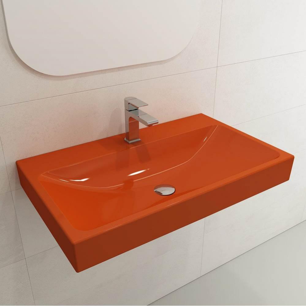 Scala Arch Wall-Mounted Sink Fireclay 32 in. 1-Hole in Orange