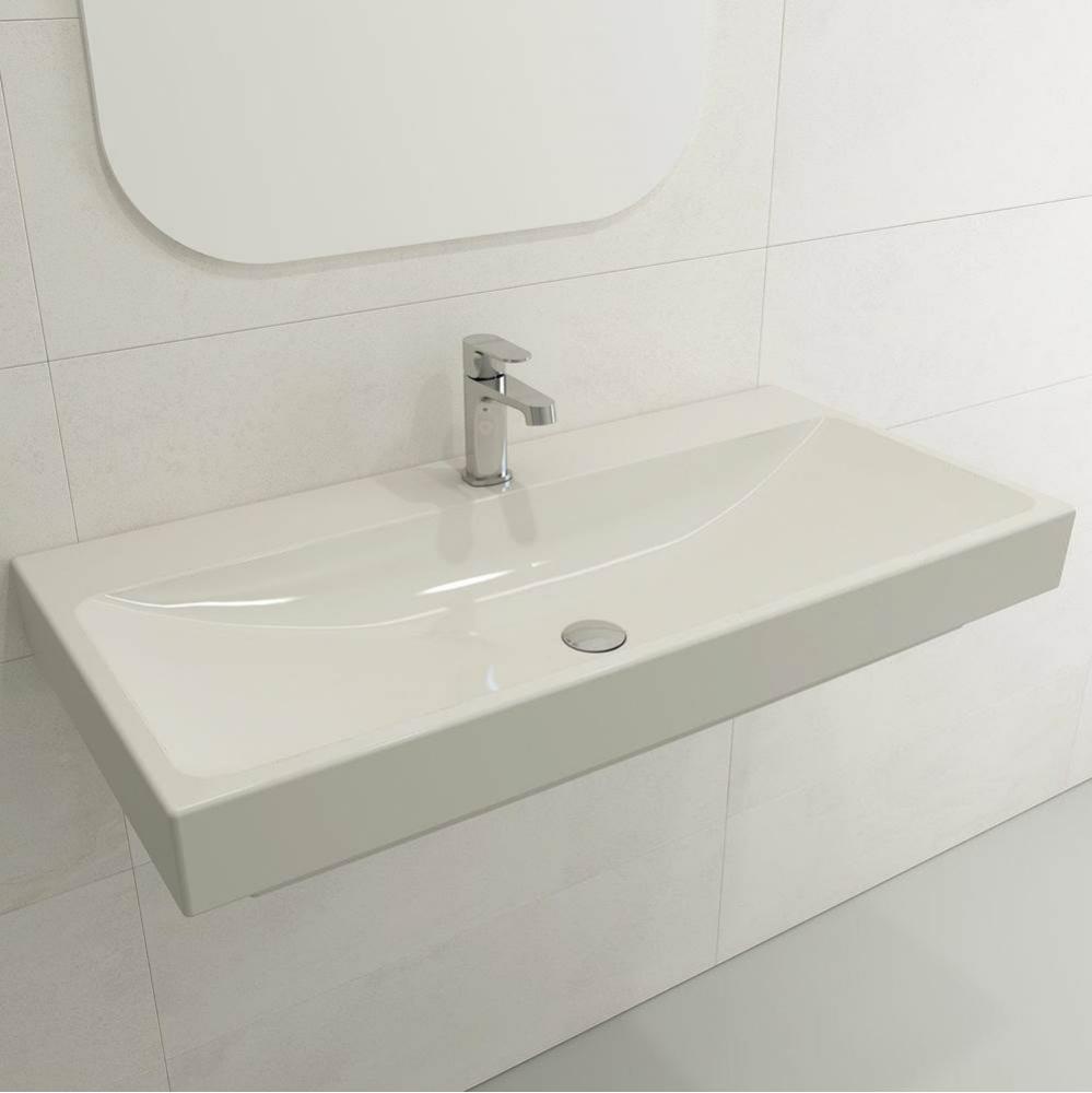 Scala Arch Wall-Mounted Sink Fireclay 39.75 in. 1-Hole in Biscuit