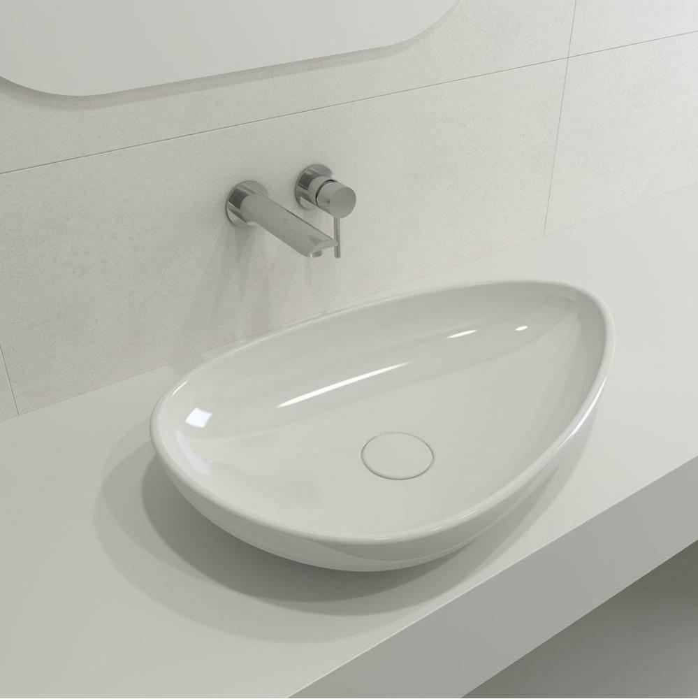 Etna Vessel Fireclay 23.25 in. with Matching Drain Cover in White