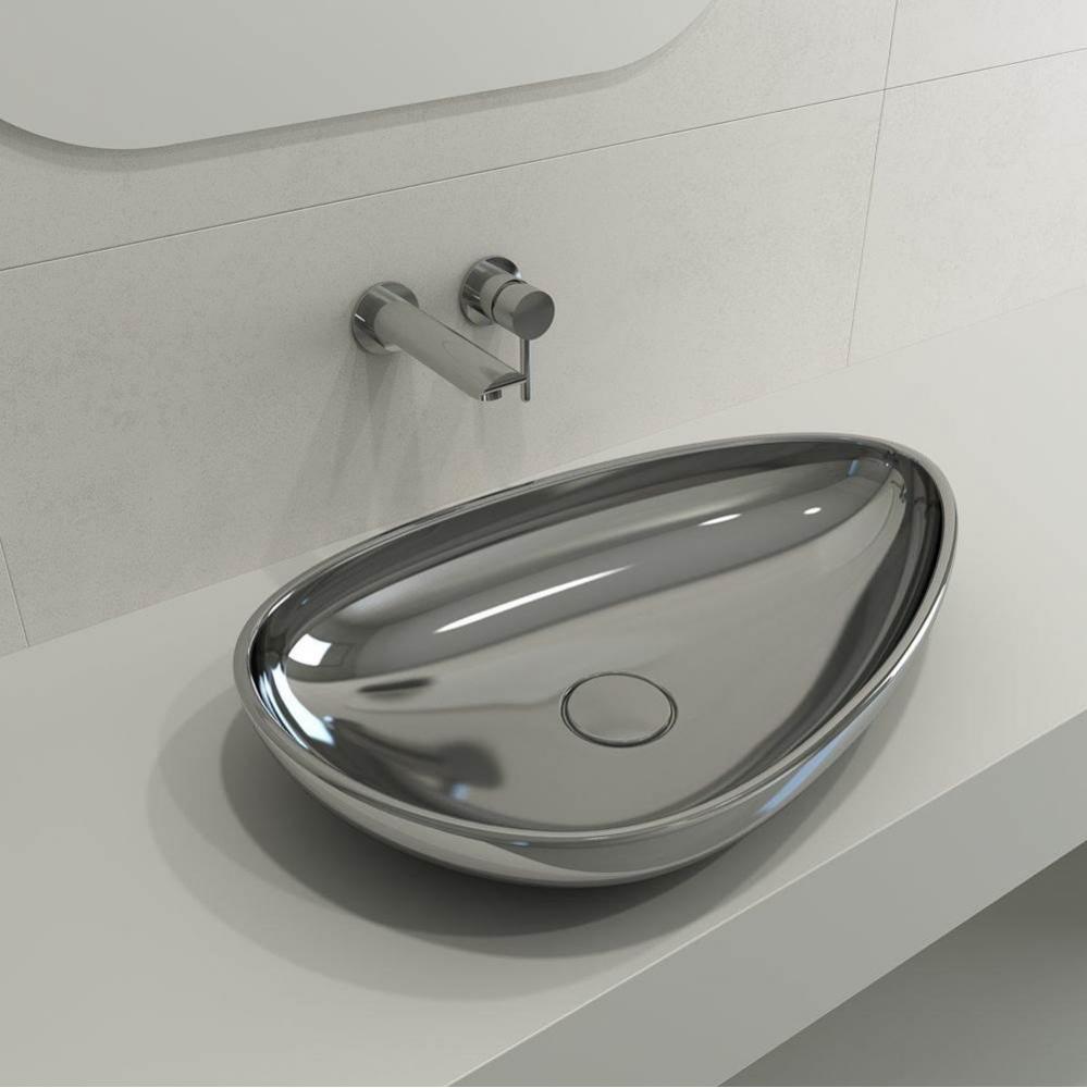 Etna Vessel Fireclay 23.25 in. with Matching Drain Cover in Platinum