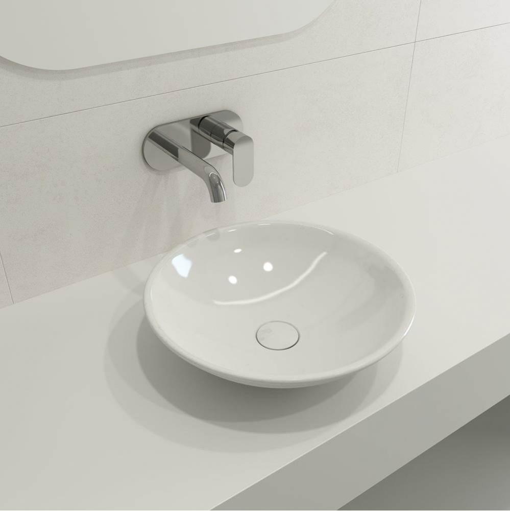 Venezia Vessel Fireclay 15.75 in. with Matching Drain Cover in White