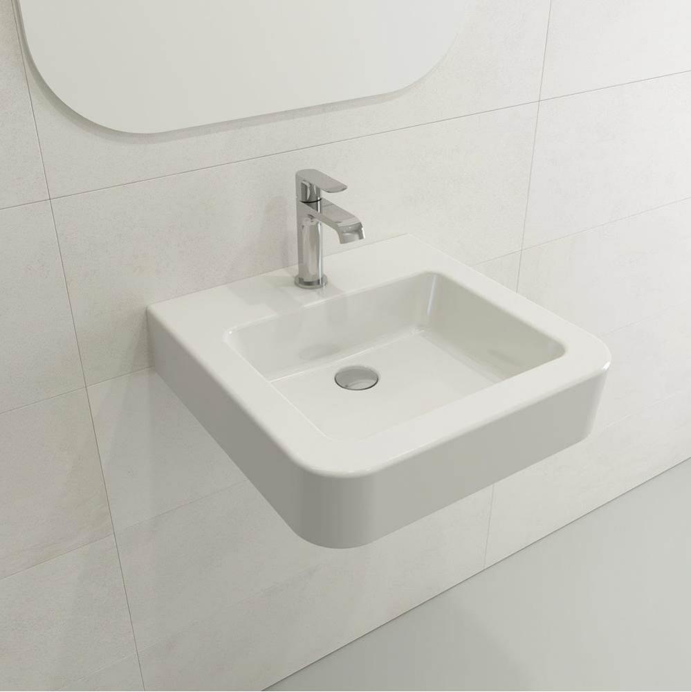 Parma Wall-Mounted Sink Fireclay 19.75 in. 1-Hole with Overflow in White