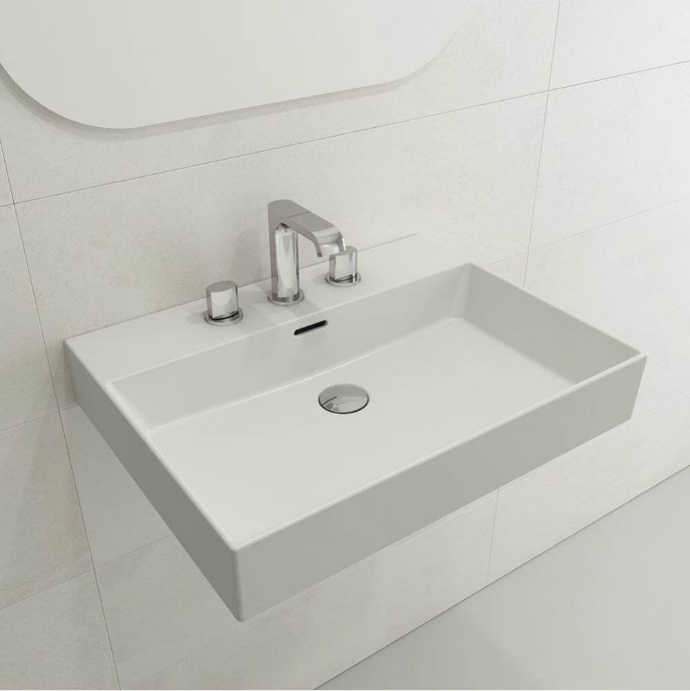 Milano Wall-Mounted Sink Fireclay 24 in. 3-Hole with Overflow in Matte White
