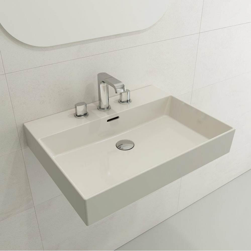 Milano Wall-Mounted Sink Fireclay 24 in. 3-Hole with Overflow in Biscuit