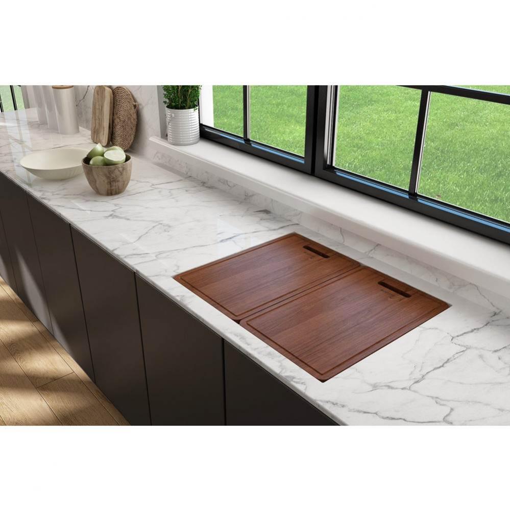 Baveno Uno Dual-Mount with Integrated Workstation Fireclay 27 in. Single Bowl Kitchen Sink 2-hole