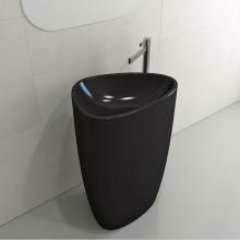 BOCCHI 1075-004-0125 - Etna Monoblock Pedestal Sink Fireclay 33.75 in. with Matching Drain Cover in Matte Black