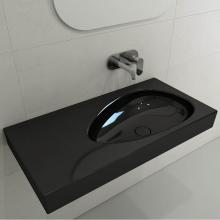 BOCCHI 1115-005-0125 - Etna Wall-Mounted Sink Fireclay 35.5 in. with Matching Drain Cover in Black