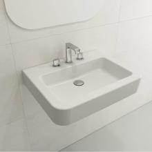 BOCCHI 1123-002-0127 - Parma Wall-Mounted Sink Fireclay 25.5 in. 3-Hole with Overflow in Matte White