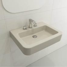 BOCCHI 1123-014-0127 - Parma Wall-Mounted Sink Fireclay 25.5 in. 3-Hole with Overflow in Biscuit