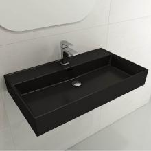 BOCCHI 1377-004-0126 - Milano Wall-Mounted Sink Fireclay 32 in. 1-Hole with Overflow in Matte Black