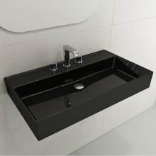 BOCCHI 1377-005-0127 - Milano Wall-Mounted Sink Fireclay 32 in. 3-Hole with Overflow in Black