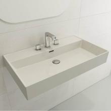 BOCCHI 1377-014-0127 - Milano Wall-Mounted Sink Fireclay 32 in. 3-Hole with Overflow in Biscuit
